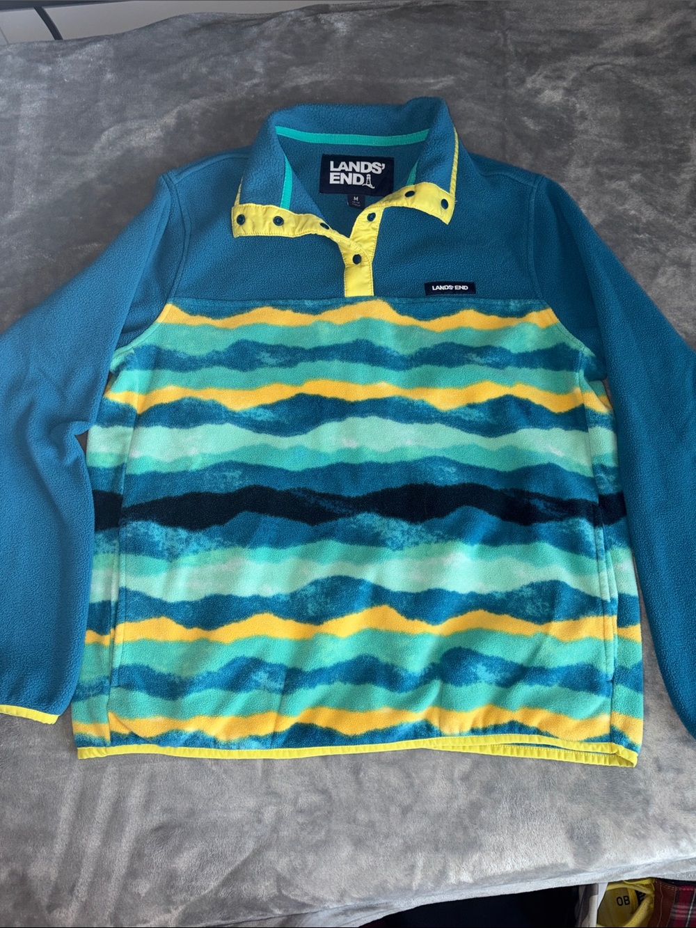 Lands' End Snap Heritage Fleece Sweatshirr